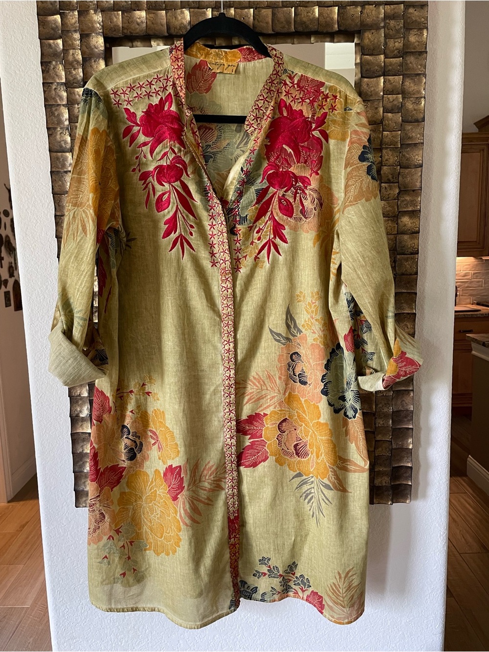 Johnny Was inspired embroidered knee length dress size large